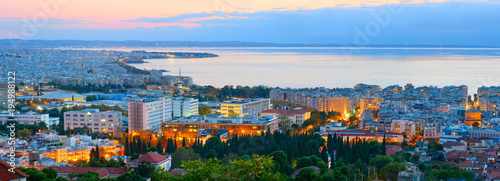 Panorama of Thessaloniki, twilight. Greece.