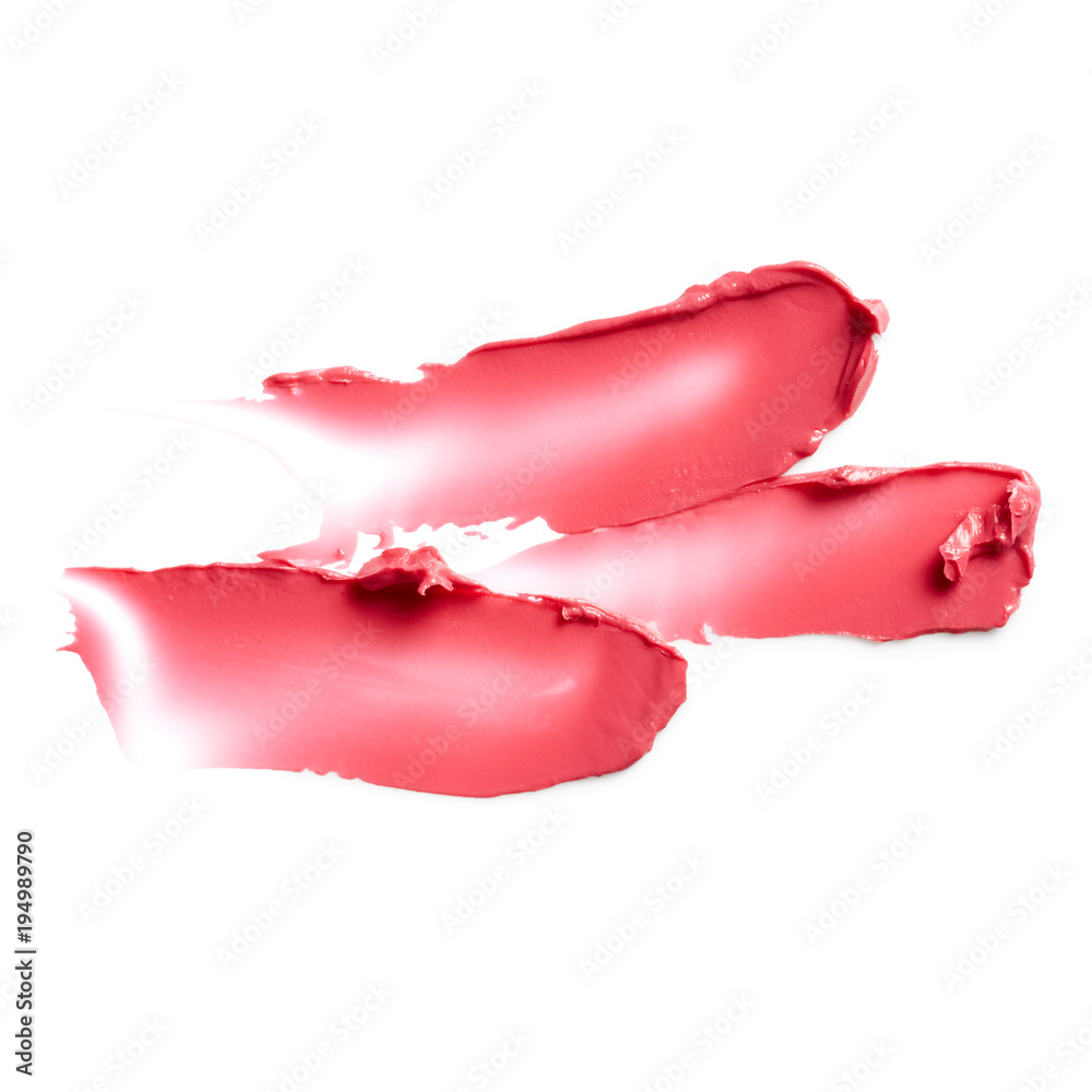 Lipstick strokes isolated on white background