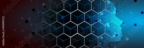 Artificial intelligence. Technology web background with cell. Virtual concept.