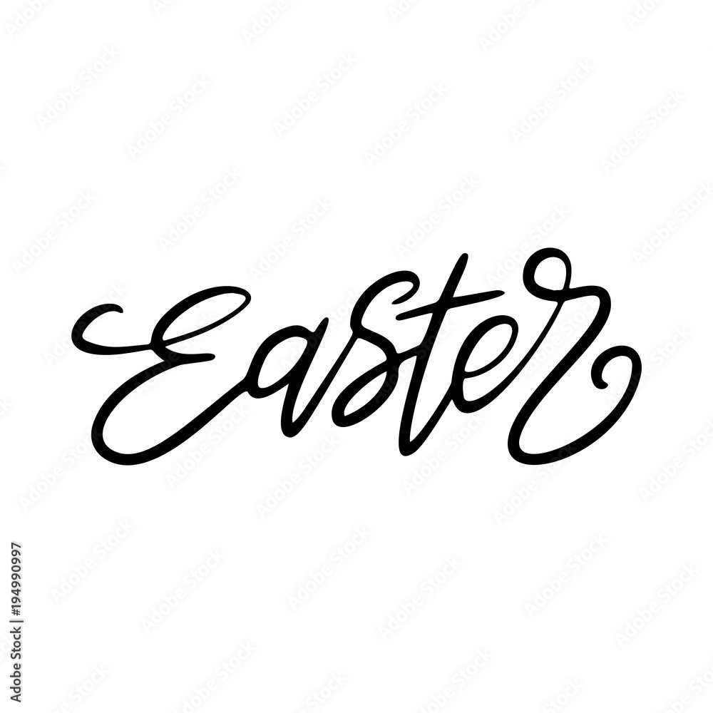 Easter lettering. Template vector hand drawn black on white background. Happy holiday postcard. Vector illustration Easter lettering. Template vector hand drawn black on white background. Happy holiday postcard. Vector illustration