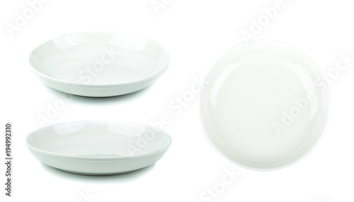 White plate on white background