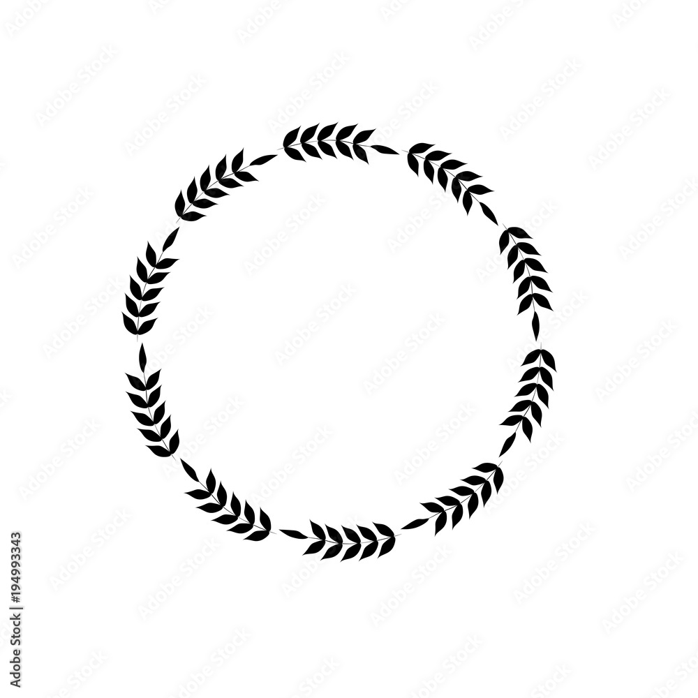 Black circle of wheat ear on white background Black circle of wheat ear on white background