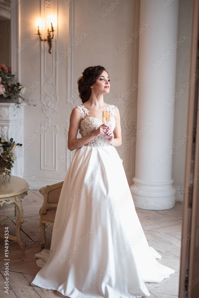 Beautiful bride in luxury dress. Beautiful young woman in wedding photosession
