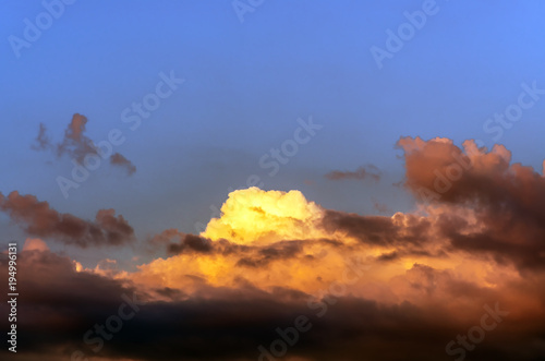 big cumulus clouds in the sky closeup
