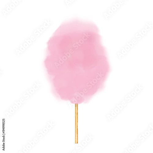 Realistic cotton candy.  Vector isolated  illustration on white background.