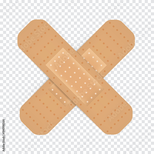 Realistic band plaster strip. On transparent background. Vector illustration.