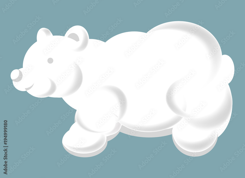 Fototapeta premium Fluffy cloud in shape of friendly bear silhouette
