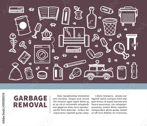 Garbage removal informative promo banner with sample text