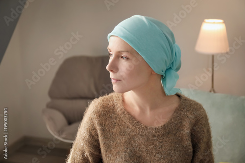 Young woman with cancer in ...
