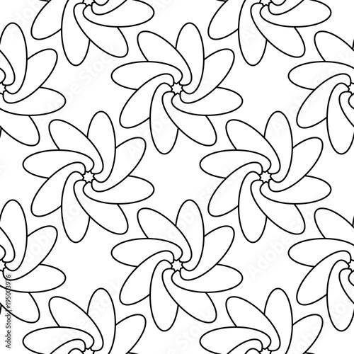 Black floral seamless pattern on white background