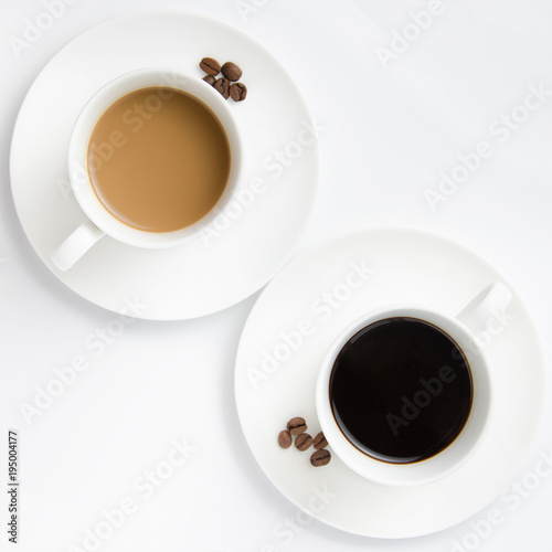 Coffee black and with milk diagonal set