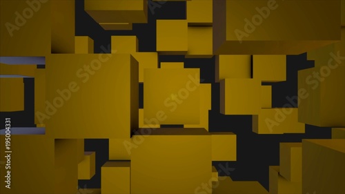 Abstract Cubes Background Random Motion, 3d Loopable Animation. Abstract color boxes background. Seamless Looping Abstract Cubes Background. Yellow cubes