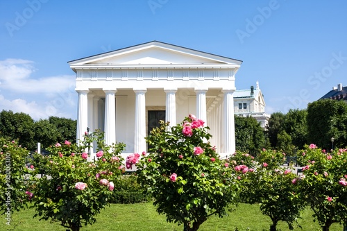 Neoclassical Theseus Temple, completed in 1821. This small-scale replica of the Temple of Hephaestus in Athens. Volksgarten. Vienna, Austria