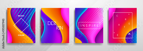 Abstract Fluid, lines and shapes creative templates, cards, color covers set. Geometric design, liquids, shapes. Trendy vector collection.