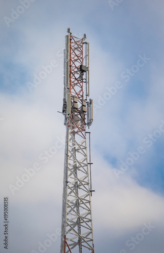 Communications tower, frozen, winter time
