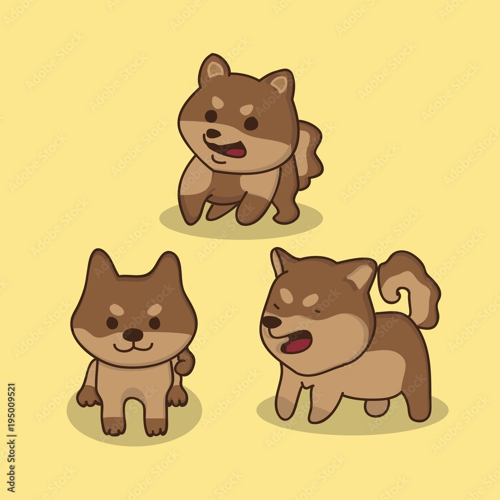 set of akita dog illustration