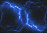 Blue lightning bolt, abstract fractal storm