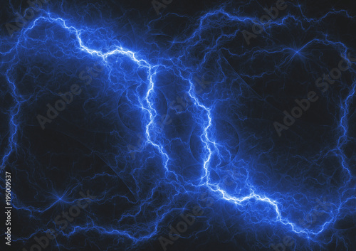 Blue lightning bolt, abstract fractal storm