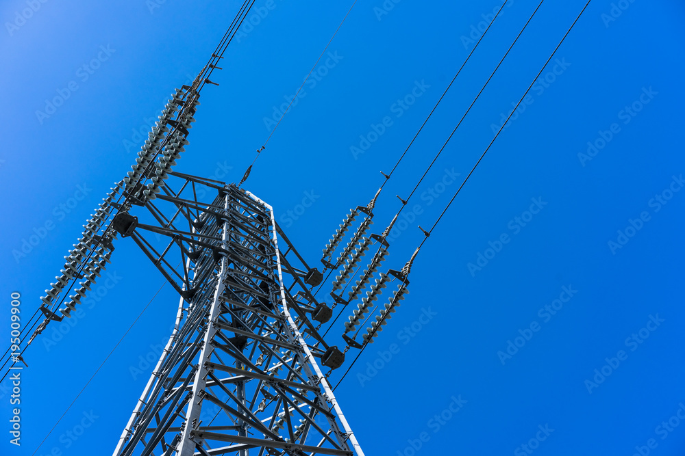 Transmission line tower with clear blue sky Transmission line tower with clear blue sky