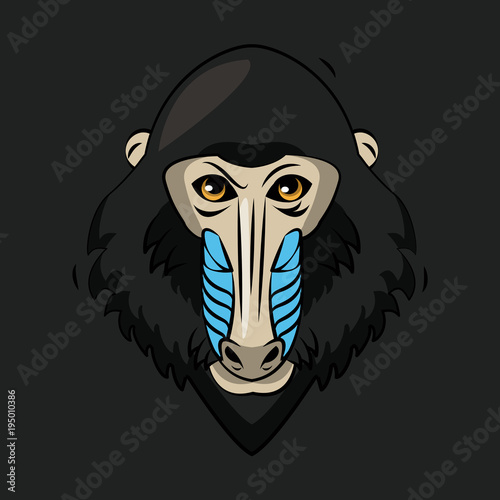 Mandrel monkey cartoon print for t shirt vector illustration clothing design