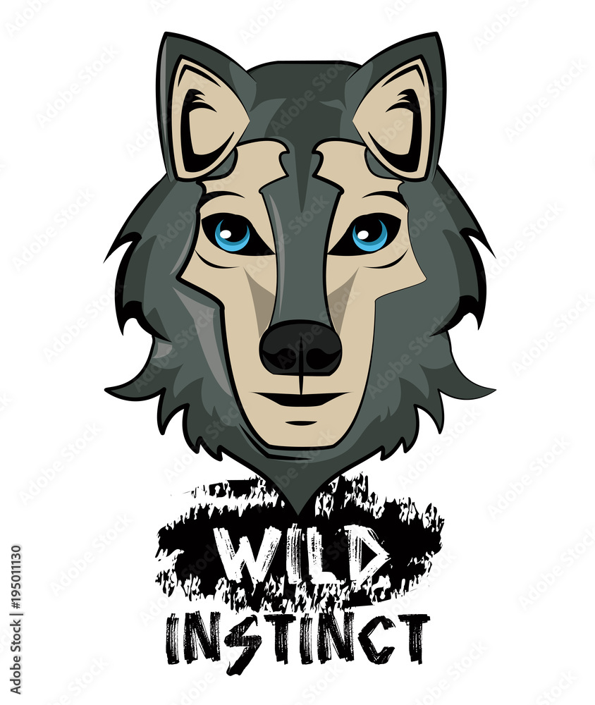 Wild wolf print for t shirt vector illustration clothing design