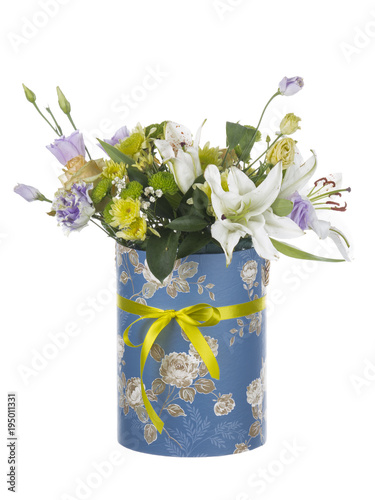 bouquet in a box with a bow