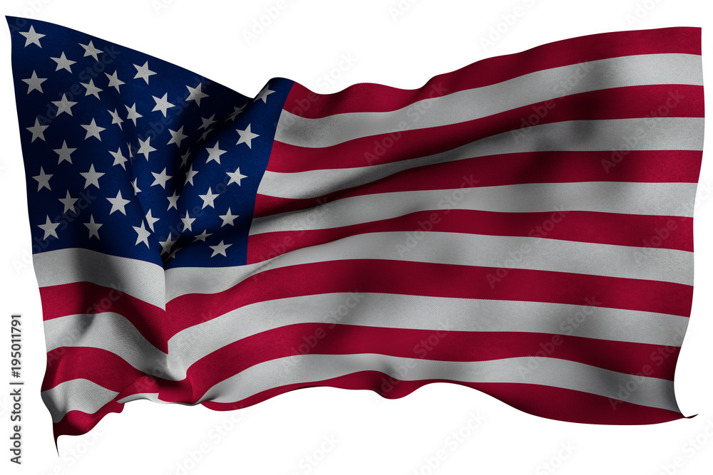 Fototapeta premium USA flag with fabric texture. 3D remder.