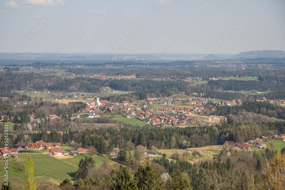 Panorama von St Stefan ob Stainz in der Weststeiermark, sowie Greisdorf