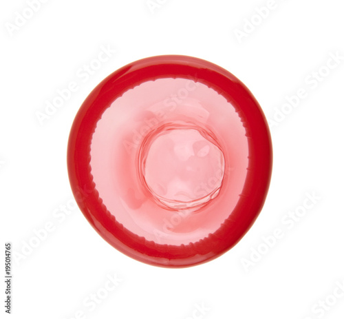 red condom isolated on white background