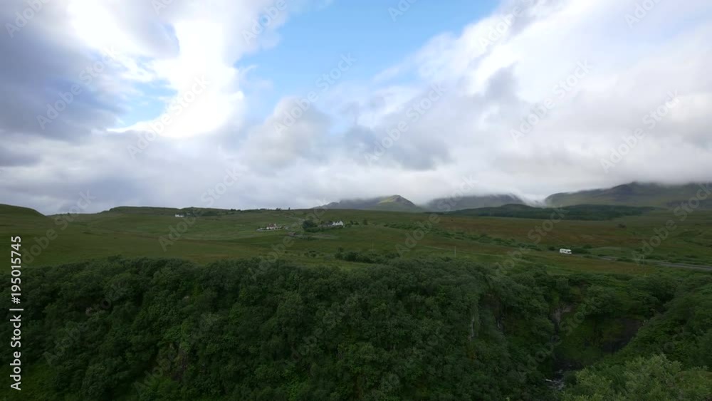 Panoramic view a green valley in Scotland Panoramic view a green valley in Scotland