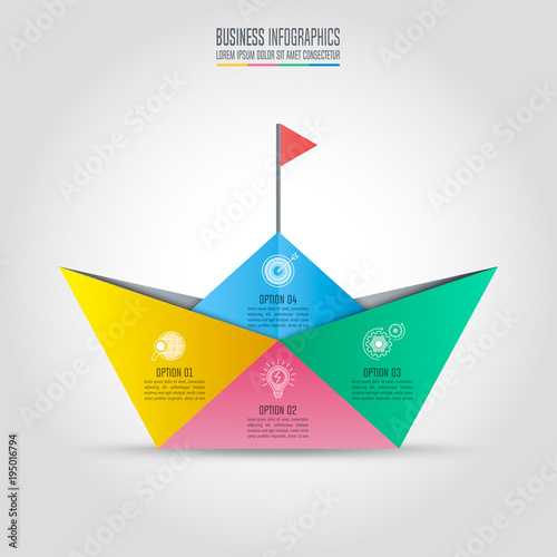 infographic design business concept with 4 options, parts or processes.