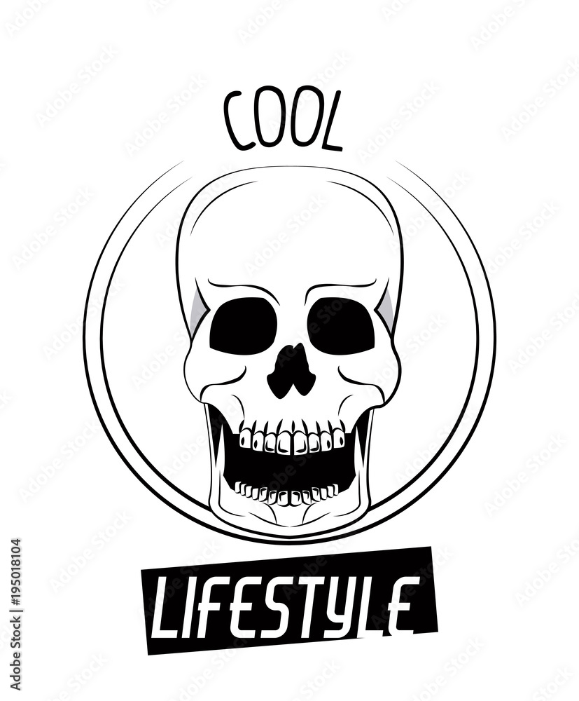 Cool skull print for tshirt vector illustration clothing style