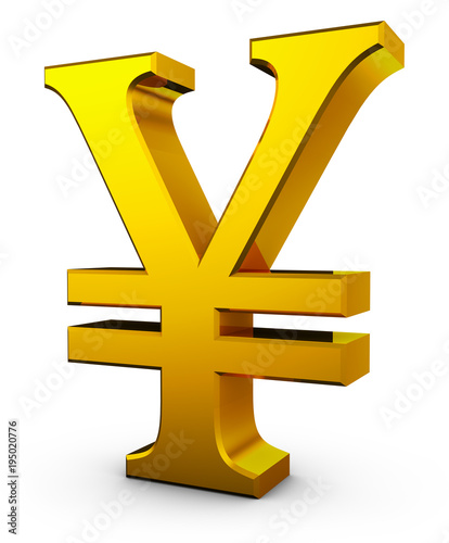 Canvas Print Golden sign of Chinese yuan