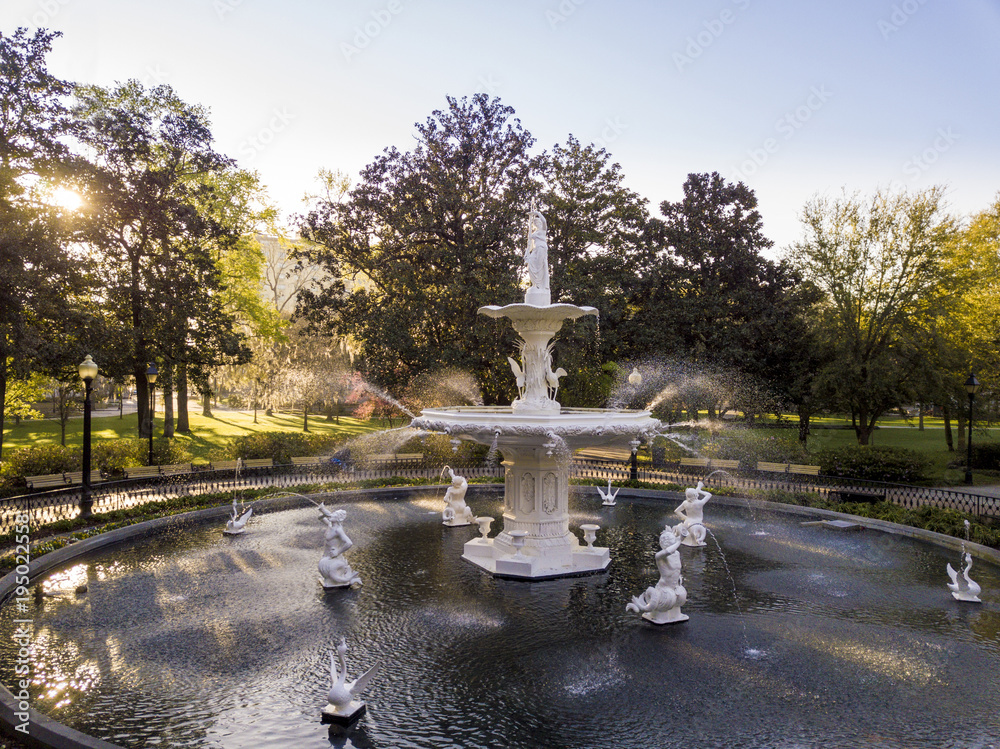 Fountain in famous Forsyth Park in Savannah, Georgia at dawn. Fountain in famous Forsyth Park in Savannah, Georgia at dawn.