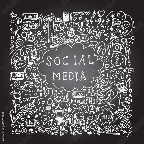 illustration of social media element with doodle style