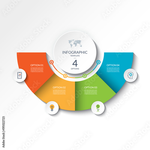 Infographic banner with 4 options. Vector template for business presentation, report, data visualization, web design. Can be used as a table, chart, diagram, graph, workflow layout .