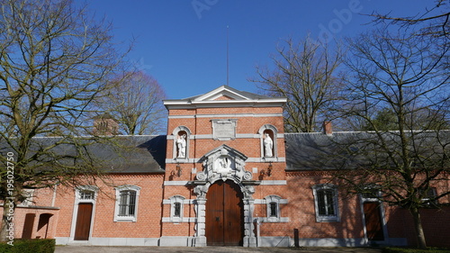 Facade of the abbey in Westmalle, Belgium, march 2018.