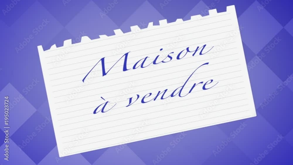 maison à vendre papier et fond carrés violet