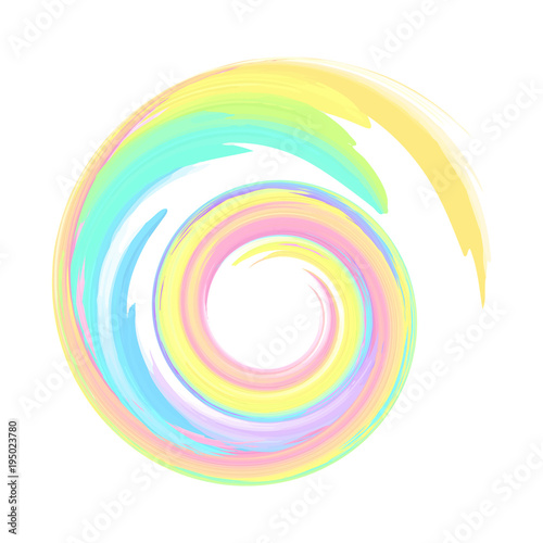 Pastel rainbow colors vector round swirl paint wave