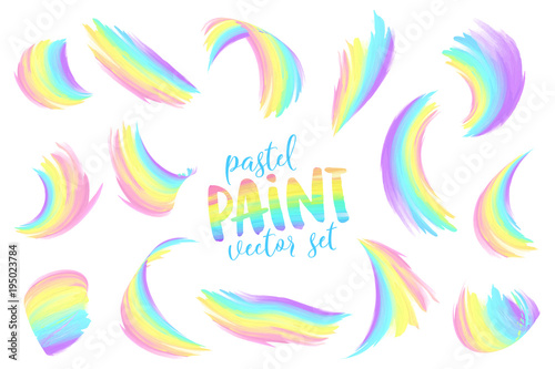 Rainbow pastel colors vector paint brushstrokes