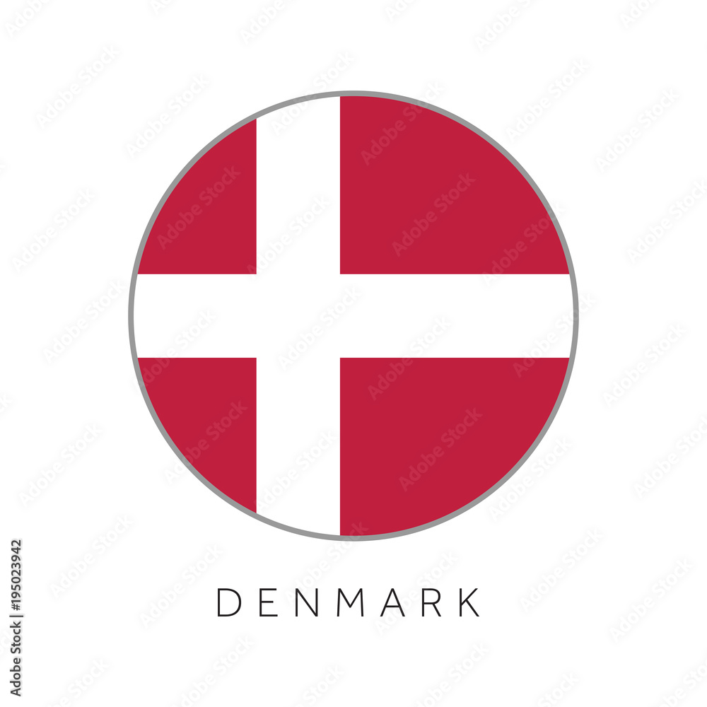 Obraz premium Denmark flag round circle vector icon