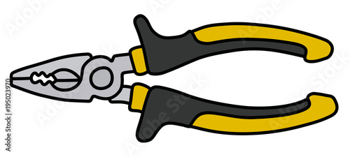 The combination pliers with black and yellow handle