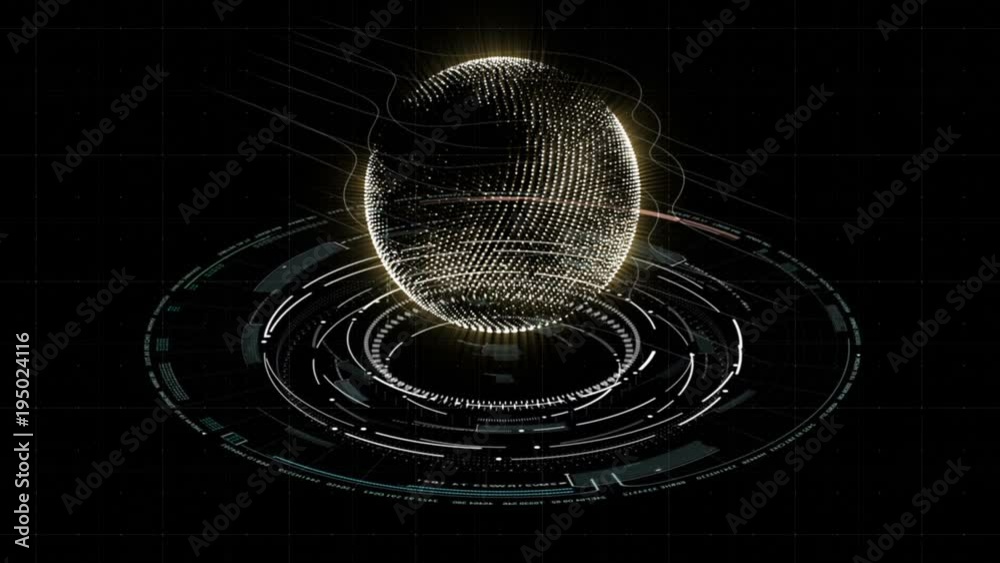 Hi-tech user interface head up display with holographic energy globe and information telemetry for digital background computer desktop screen display