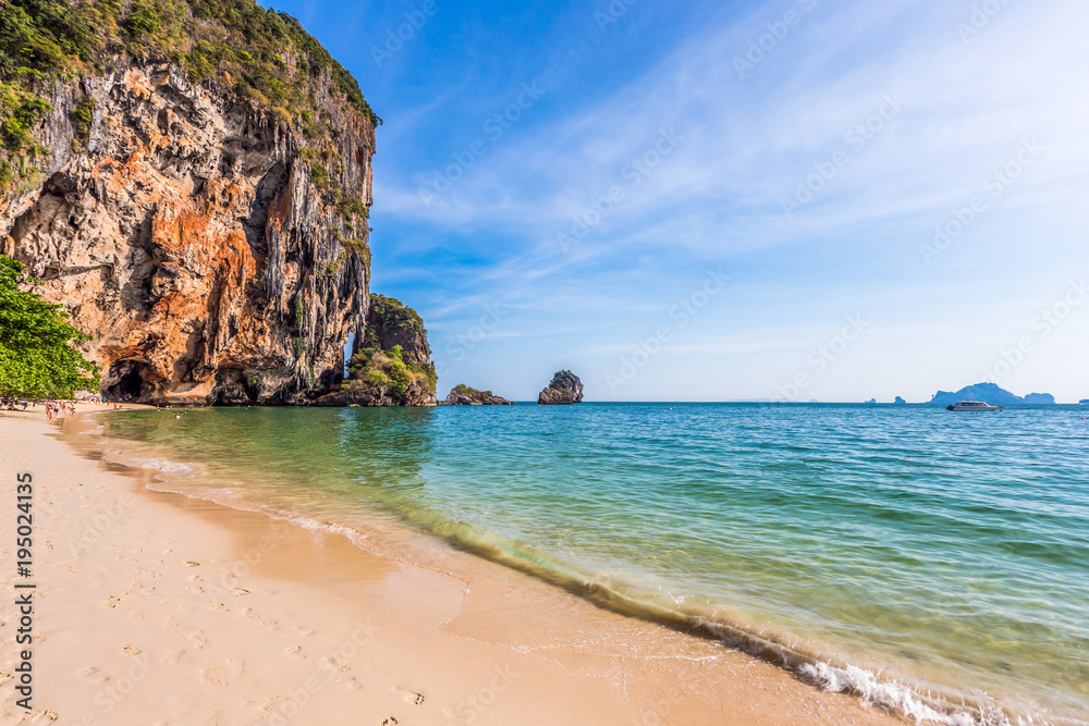 Tranquil Railay beach in Krabi, south of Thailand Tranquil Railay beach in Krabi, south of Thailand