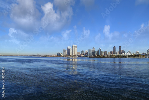 The San Diego  California skyline from Coronado Island.