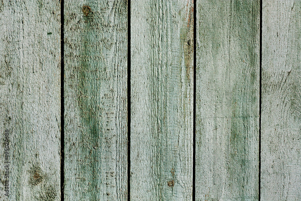 Vintage mint green old wooden planks wall background. Retro style filtered photo