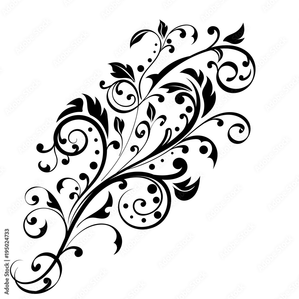 Floral decorative ornament. Flower branch Floral decorative ornament. Flower branch