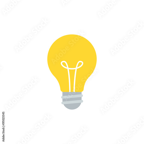 Simple flat light bulb vector illustration isolated on white