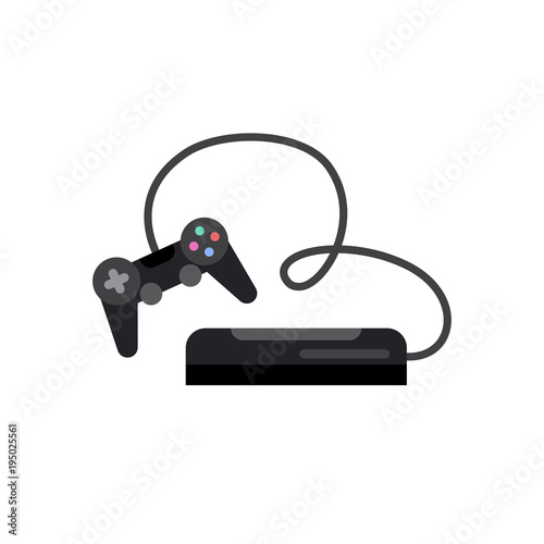 Game console with joystick vector illustration isolated on white. Simple flat style