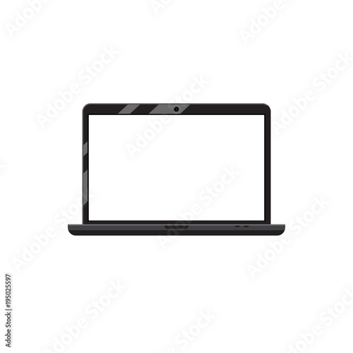 Laptop with blank screen vector illustration isolated on white. Simple flat design